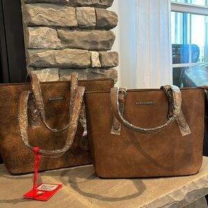 2 IN ONE SET! Montana West concealed carry tote & handbag,embossed vegan leather